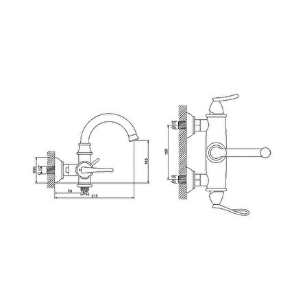 Newarc Golden 951512 Gümüş Banyo Bataryası