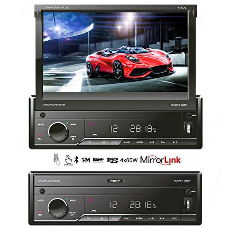 OTO TEYP INDASH 7 4X60W MİRRORLİNK BT/USB/SD/FM/AUX KAMERALI FOR-X X-9030