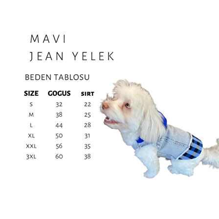 Küçük Irk Köpek için Lacivert Ekoseli Sweatshirt Jean Yelek (2 kg-12 kg arasına uygun bedenlerde)