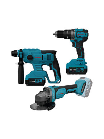 Catpower 4235 Akülü Vidalama, Kırıcı-Delici, Taşlama Kömürsüz 20 V + (2 Adet 4.0 Ah Akü ve Hızlı Şarj Cihazı)