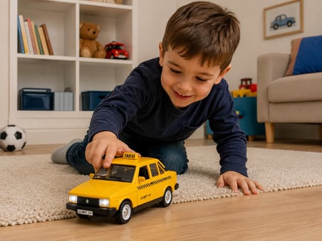 Metal Gövdeli Nostaljik -Havalı Korna Ve Işıklı Murat 131 Taksi Model Araba