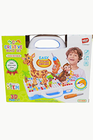 Birlik Oyuncak 3 Boyutlu Yaratıcı 340 Parça Matkaplı Vidalama Eğitici Oyun Seti URT014-001
