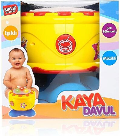 Pilli Işıklı Kaya Davul Sarı 16 Cm URT009-03