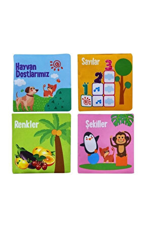 Bebeğimin Ilk Kitap Seti Hışırtılı Bez Kitap 4 Çeşit