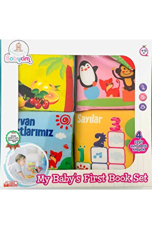 Bebeğimin Ilk Kitap Seti Hışırtılı Bez Kitap 4 Çeşit