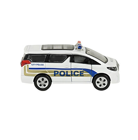 Sesli Işıklı Metal Çek Bırak Polis Arabası Beyaz