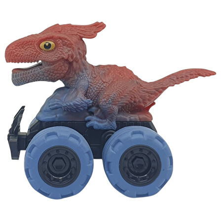 Sürtmeli Dinazor Arabalar 2'li - 12 cm - Triceratops & T-Rex