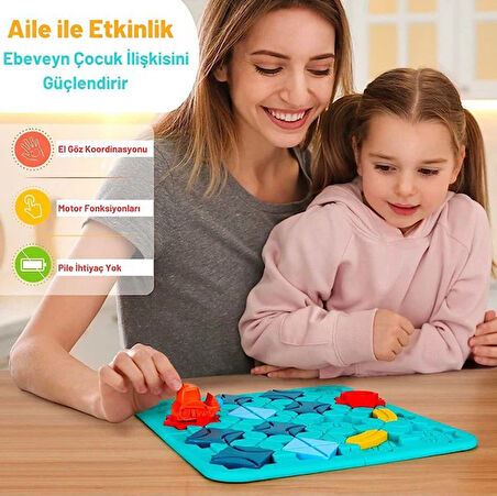 Labirent Araba Zeka Oyunu - Çocuklar İçin Eğlenceli 4 Seviyeli Puzzle Labirent Araba 606-3