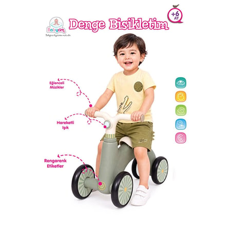 URT047001-YEŞİL BABYCİM DENGE BİSİKLETİ