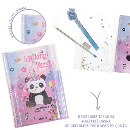 Sulu Çantalı Panda A5 Defter 1 Adet