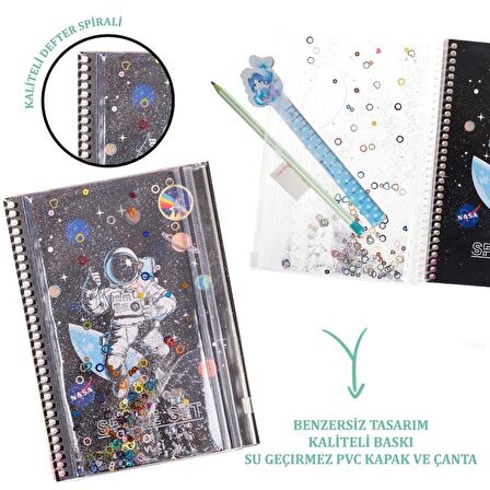 Sulu Çantalı Astronot A5 Defter 1 Adet