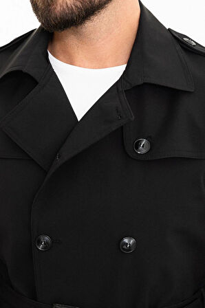 Mcr Düz Slim Fit Kemerli Kruvaze Erkek Trençkot 21300