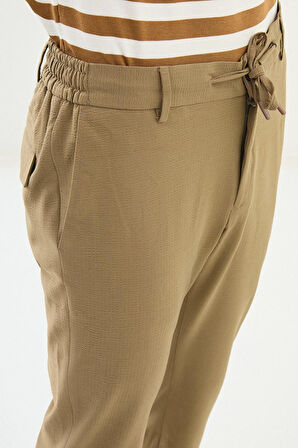 Mcr Gofreli Super Slim Fit Beli Lastikli İpli Erkek Pantolon 38301
