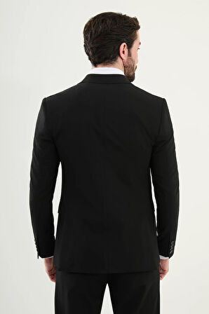 Mcr Düz Slim Fit Geniş Yaka Kruvaze Erkek Takım Elbise 45389