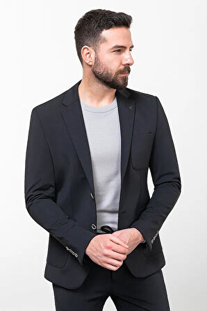 Mcr Düz Slim Fit Torba Cep Mono Yaka İpli Erkek Takım Elbise 45253