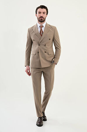 Mcr Düz Slim Fit Geniş Yaka Kruvaze Erkek Takım Elbise 45389