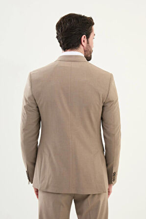 Mcr Düz Slim Fit Geniş Yaka Kruvaze Erkek Takım Elbise 45389