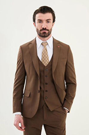 Mcr Düz Slim Fit Mono Yaka Klasik Yün Erkek Takım Elbise 45345