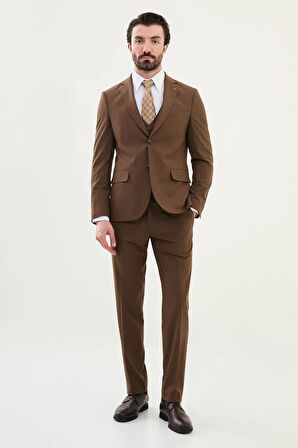 Mcr Düz Slim Fit Mono Yaka Klasik Yün Erkek Takım Elbise 45345