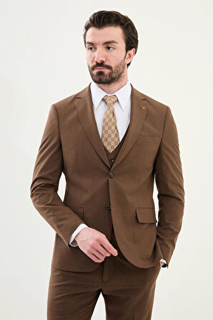 Mcr Düz Slim Fit Mono Yaka Klasik Yün Erkek Takım Elbise 45345