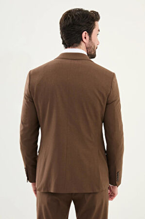 Mcr Düz Slim Fit Mono Yaka Klasik Yün Erkek Takım Elbise 45345