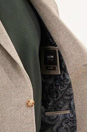 Mcr Düz Slim Fit Torba Cepli Mendil Detaylı Yün Erkek Ceket 44316