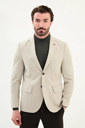 Mcr Düz Slim Fit Torba Cep Mono Yaka Yün Erkek Ceket 41470