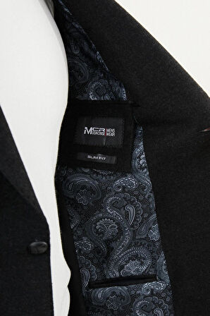 Mcr Düz Slim Fit Torba Cep Mono Yaka Yün Erkek Ceket 41470