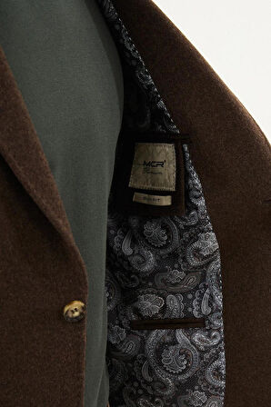 Mcr Düz Slim Fit Torba Cepli Mendil Detaylı Yün Erkek Ceket 44316