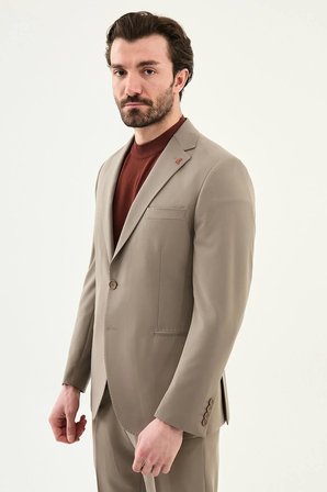 Mcr Erkek Düz Slim Fit Mono Yaka Pantolonu Kemer Tokalı Takım Elbise 45435