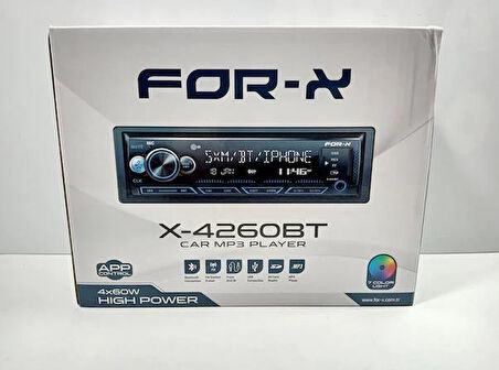 For-x X-4260BT 4x60w Bluetoothlu 7 Renk Oto Teyp
