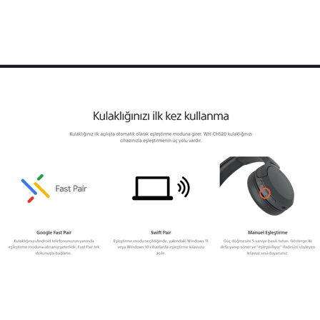Sony WH-CH520 Mavi Kulak Üstü Bluetooth Kulaklık