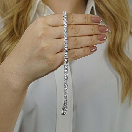 Yuvarlak 925 Ayar Gümüş Su Yolu Bileklik 5 MM