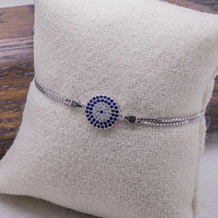 925 Ayar Gümüş Zirkon Taşlı Nazar  Bileklik