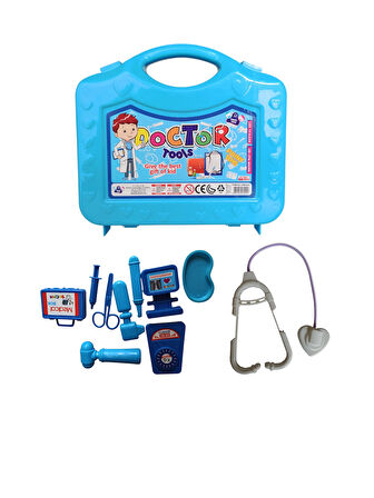Çantalı Oyuncak Doktor Seti – Vakumlu Taşıma Çantalı Eğitici Oyuncak Doktor Malzemeleri Mavi
