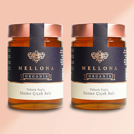 Mellona Organik Yüksek Yayla Süzme Çiçek Balı 450 Gr* 2 Li