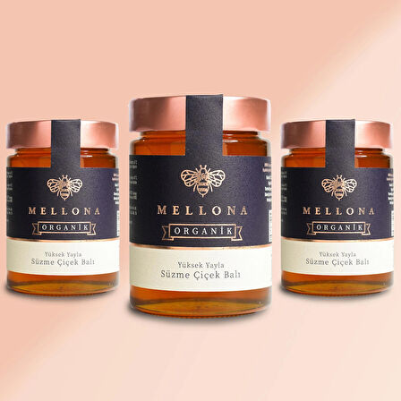 Mellona Organik Yüksek Yayla Süzme Çiçek Balı 450 gr* 3 lü