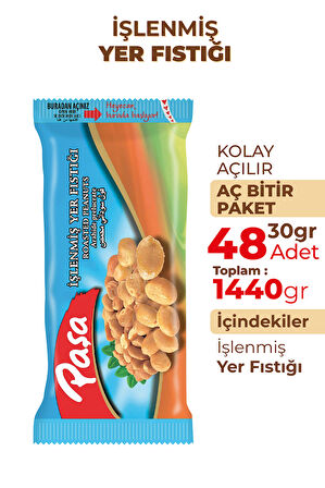 İşlenmiş Yer Fıstığı 30 gr X 48 Adet (1440 gr)
