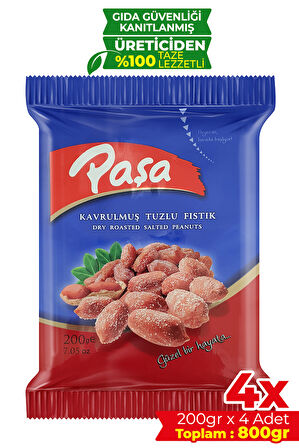 Kavrulmuş Tuzlu Fıstık 200 gr X 4 Adet (800 gr)