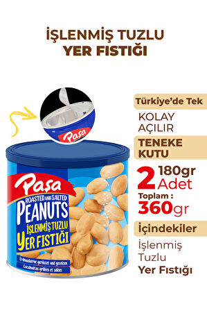 İşlenmiş Yer Fıstığı Teneke Kutu 180 gr x 2 Adet ( 360 gr)