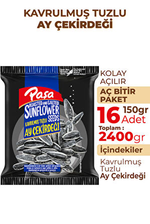 Kavrulmuş Tuzlu Siyah Ay Çekirdeği 150 gr X 16 Adet (2400 gr)