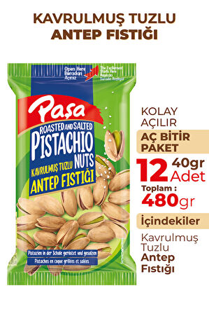 Kavrulmuş Antep Fıstığı 40 gr X 12 Adet (480 gr)