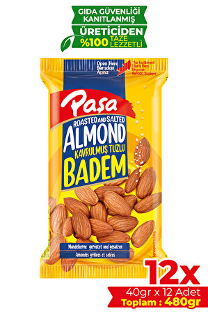 Kavrulmuş Badem 40 gr X 12 Adet (480 gr)