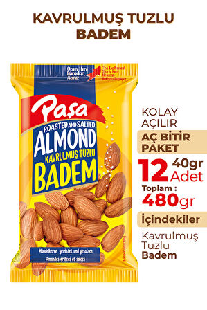 Kavrulmuş Badem 40 gr X 12 Adet (480 gr)