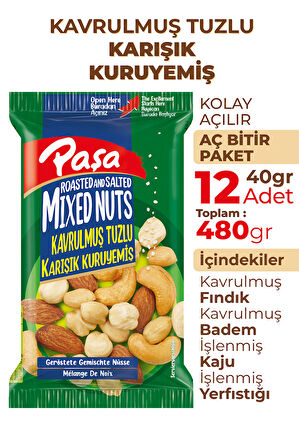 Kavrulmuş Tuzlu Karışık Kuruyemiş 40 gr X 12 Adet (480 gr)