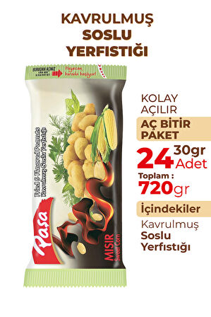 Kavrulmuş Mısır Soslu Yer Fıstığı 30 gr X 24 Adet (720 gr)