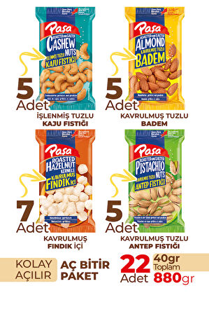 Karışık Kuruyemiş 40 gr X 22 Adet (880 gr)