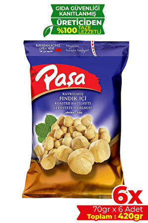 Kavrulmuş Fındık İçi 70 gr X 6 Adet (420 gr)