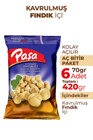 Kavrulmuş Fındık İçi 70 gr X 6 Adet (420 gr)