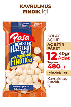 Kavrulmuş Fındık İçi 40 gr X 12 Adet (480 gr)